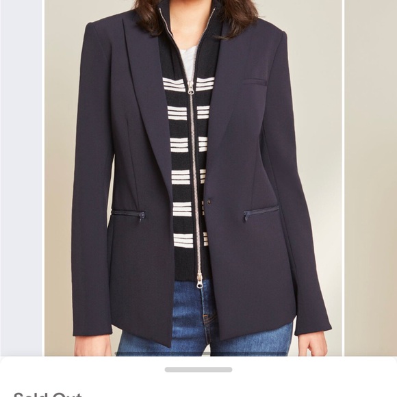 NWOT $278 Veronica Beard Persah Navy white striped wool Dickey jacket insert - Picture 3 of 12